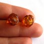 Baltic Amber Stud Earrings Roses 925 silver