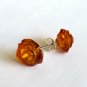 Baltic Amber Stud Earrings Roses 925 silver