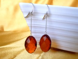 Baltic Amber Faceted Earrings Cognac