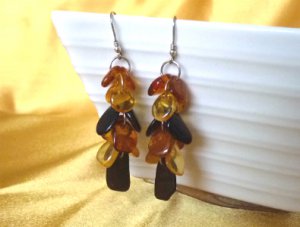 Baltic Amber Multicolor Cluster Earrings 925 silver