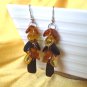 Baltic Amber Multicolor Cluster Earrings 925 silver