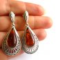 Baltic Amber Cognac Earrings Filigree Silver Victorian style