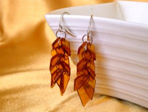 Baltic Amber Long Cognac Cluster Earrings 925 silver