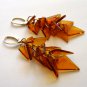 Baltic Amber Long Cognac Cluster Earrings 925 silver