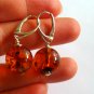 Baltic Amber Ball Earrings Cognac 925 Silver
