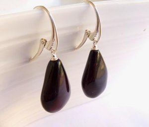 Baltic Amber Cherry Drop Earrings 925 silver