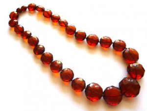 Unique Baltic Amber Faceted Cognac Necklace 18"