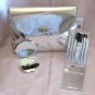 Silver Metallic Clutch Purse with Silver Compact & Make Up Brushes Leopard Lining By Urban Attitudes