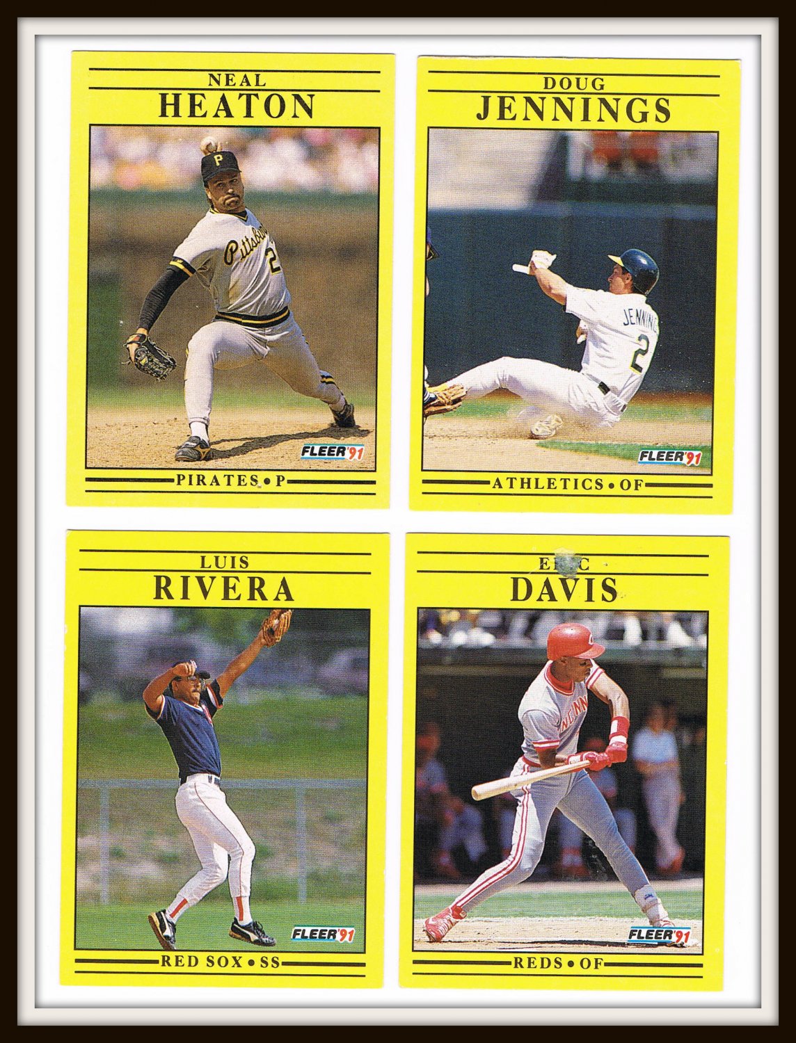1991 Fleer Baseball Trading Cards Doug Jennings Neal Heaton Eric Davis
