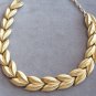 Gold Textured Flower Leaf Petal Necklace Retro 1960s Vintage Jewelry