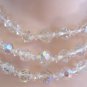 Triple Strand Aurora Borealis Crystal Glass Beaded Necklace Retro Japan 1950s Vintage Jewelry