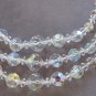 Triple Strand Aurora Borealis Crystal Glass Beaded Necklace Retro Japan 1950s Vintage Jewelry