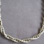 Large Silver Textured Link Rope Chain Necklace Vintage Bling 1970s