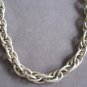 Large Silver Textured Link Rope Chain Necklace Vintage Bling 1970s