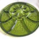 Indiana Glass Relish Deviled Egg Tray Cheese Crackers Quality Pebble Leaf Vintage