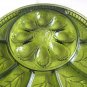 Indiana Glass Relish Deviled Egg Tray Cheese Crackers Quality Pebble Leaf Vintage
