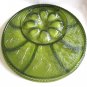 Indiana Glass Relish Deviled Egg Tray Cheese Crackers Quality Pebble Leaf Vintage