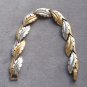 Textured Brushed Silver And Gold Leaf Bracelet Retro Vintage Jewelry 1970s