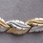 Textured Brushed Silver And Gold Leaf Bracelet Retro Vintage Jewelry 1970s