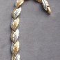 Textured Brushed Silver And Gold Leaf Bracelet Retro Vintage Jewelry 1970s
