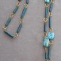 Turquoise Ceramic Pendant Necklace Handcrafted Vintage Jewelry 1970s