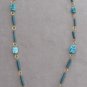Turquoise Ceramic Pendant Necklace Handcrafted Vintage Jewelry 1970s
