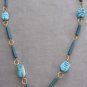 Turquoise Ceramic Pendant Necklace Handcrafted Vintage Jewelry 1970s