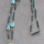 Turquoise Ceramic Pendant Necklace Handcrafted Vintage Jewelry 1970s