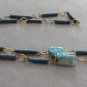 Turquoise Ceramic Pendant Necklace Handcrafted Vintage Jewelry 1970s