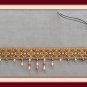 Cloth Choker Beaded Necklace Maroon Gold Peach Yellow Handcrafted Vintage Jewelry 1980s