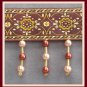 Cloth Choker Beaded Necklace Maroon Gold Peach Yellow Handcrafted Vintage Jewelry 1980s
