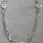 Double Chain Silver Pendant Necklace Vintage Retro 1970s Jewelry Hippie