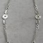 Double Chain Silver Pendant Necklace Vintage Retro 1970s Jewelry Hippie