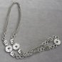 Double Chain Silver Pendant Necklace Vintage Retro 1970s Jewelry Hippie