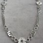 Double Chain Silver Pendant Necklace Vintage Retro 1970s Jewelry Hippie