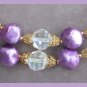 Double Strand Purple Aurora Borealis Crystal Beaded Necklace 1950s Vintage Jewelry