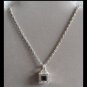 Silver Black Stone Pendant Necklace Vintage Jewelry 1980s