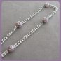 Purple & White Ceramic Splash Beaded Necklace 32" Vintage 1970s Jewelry