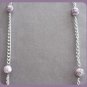 Purple & White Ceramic Splash Beaded Necklace 32" Vintage 1970s Jewelry