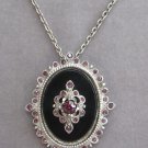 Glitzy Purple Stone Black Cameo Brooch Pin Pendant Necklace Vintage Jewelry 1960s Glitzy Purple Stone Black Cameo Brooch Pin Pendant Necklace Vintage Jewelry 1960s