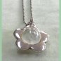 Silver Flower Clear Ball Pendant Necklace By Soho Design Vintage 1980s Jewelry