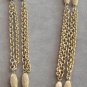 Long Double Strand Gold Beaded 55" Necklace Retro Chunky Style Vintage Jewelry 1960s