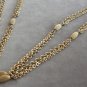 Long Double Strand Gold Beaded 55" Necklace Retro Chunky Style Vintage Jewelry 1960s
