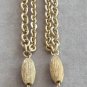 Long Double Strand Gold Beaded 55" Necklace Retro Chunky Style Vintage Jewelry 1960s