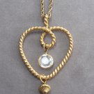 Large Heart Pendant Bezel Charm Necklace Retro 1980s Vintage Jewelry Large Heart Pendant Bezel Charm Necklace Retro 1980s Vintage Jewelry