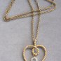 Large Heart Pendant Bezel Charm Necklace Retro 1980s Vintage Jewelry