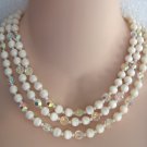 Triple Strand White Moonstone Moonglow Aurora Borealis Crystal Bead Necklace Vintage 1950s Jewelry Triple Strand White Moonstone Moonglow Aurora Borealis Crystal Bead Necklace Vintage 1950s Jewelry