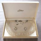 Crystal Aurora Borealis Double Strand Necklace & Clip On Earrings Designer Elco Vintage Jewelry Set Crystal Aurora Borealis Double Strand Necklace & Clip On Earrings Designer Elco Vintage Jewelry Set