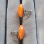 Bakelite Button Style Yellow Orange Screw Back Earrings Vintage Jewelry 1950's