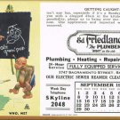 Ink Blotter Funny Monkey Characters Calendar of Ed The Plumber Vintage September 1940